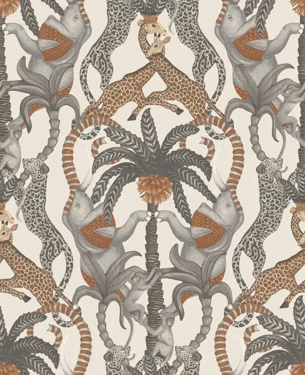 Safari Totem, Ginger & Taupe on Parchment - Cole & Son