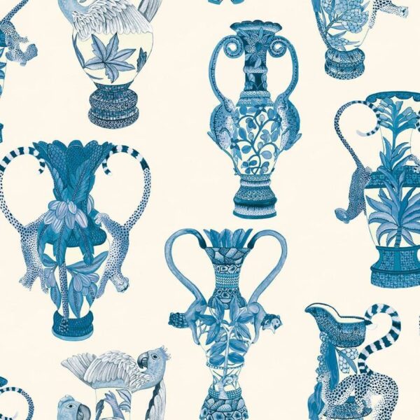 Khulu Vases, China Blue on Pale Cream - Cole & Son