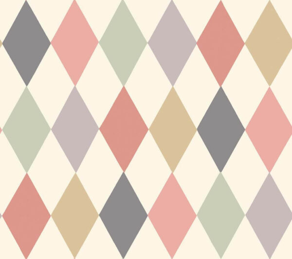 Punchinello, Coral & Olive on Cream - Cole & Son
