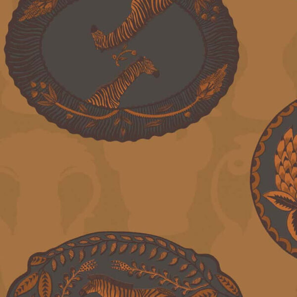 Matrinah, Burnt Orange & Charcoal on Ginger - Cole & Son