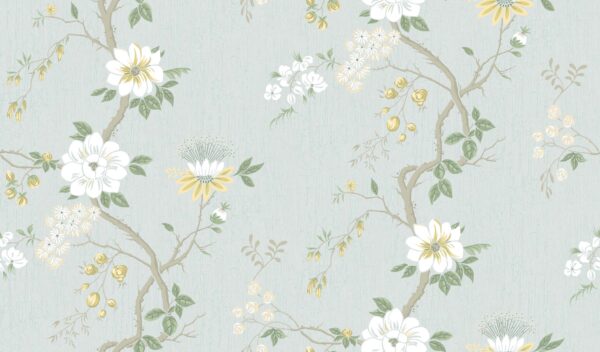 Camellia, Lemon & Sage on Sea Foam - Cole & Son
