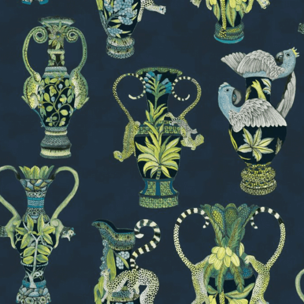 Khulu Vases, Multi Greens & Blues on Ink - Cole & Son