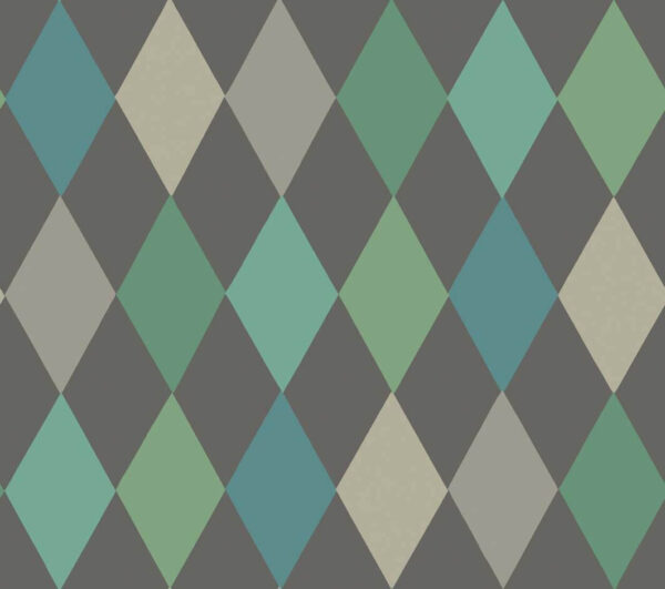 Punchinello, Viridian & Petrol on Charcoal - Cole & Son