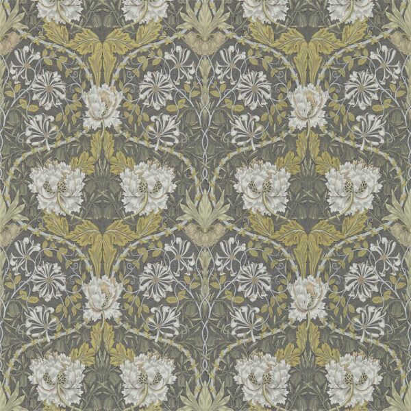 Honeysuckle & Tulip, Charcoal/Gold - Morris & Co