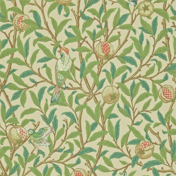 Bird & Pomegranate, Bayleaf/Cream - Morris & Co