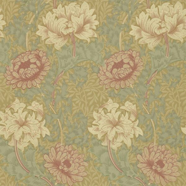 Chrysanthemum, Pink/Yellow/Green - Morris & Co