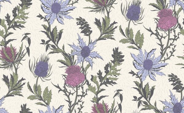 Thistle, Lilac & Cerise on White - Cole & Son