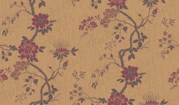 Camellia, Crimson on Metallic Gold - Cole & Son