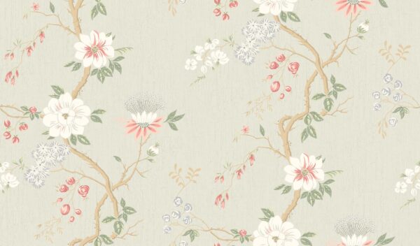 Camellia, Coral & Duck Egg on Eau du Nil - Cole & Son