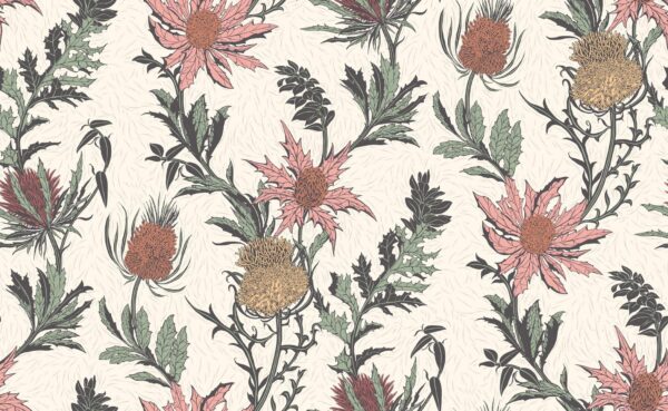 Thistle, Magenta & Orange on Parchment - Cole & Son