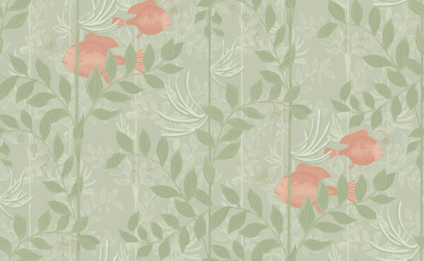 Nautilus, Coral and Soft Olive - Cole & Son