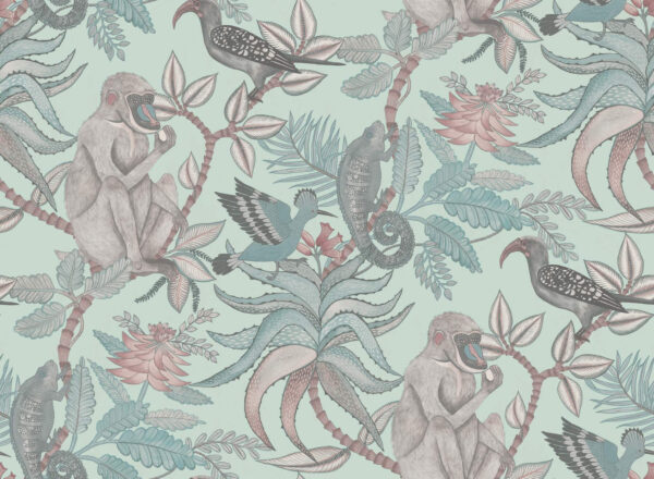 Savuti, Blush & Sky Blue on Duck Egg - Cole & Son