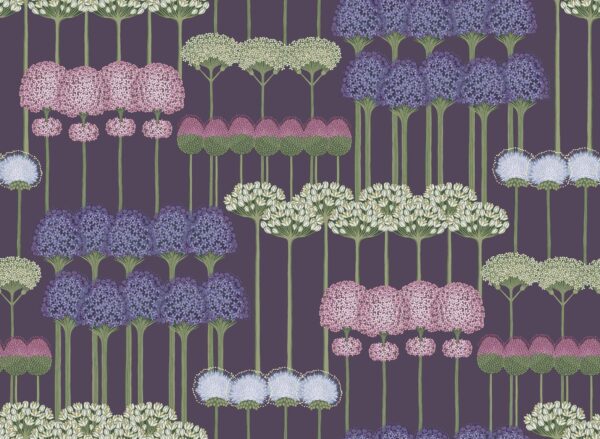 Allium, Mulberry & Heather on Violet - Cole & Son