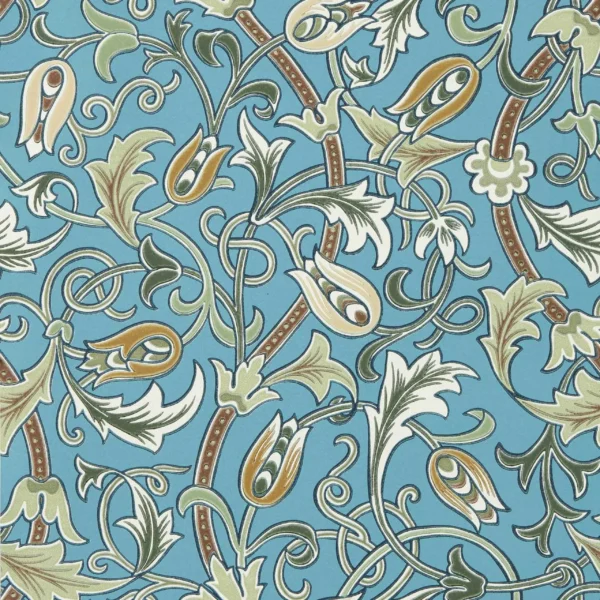 Scrolling Tulip, Woad/Thyme - Morris & Co
