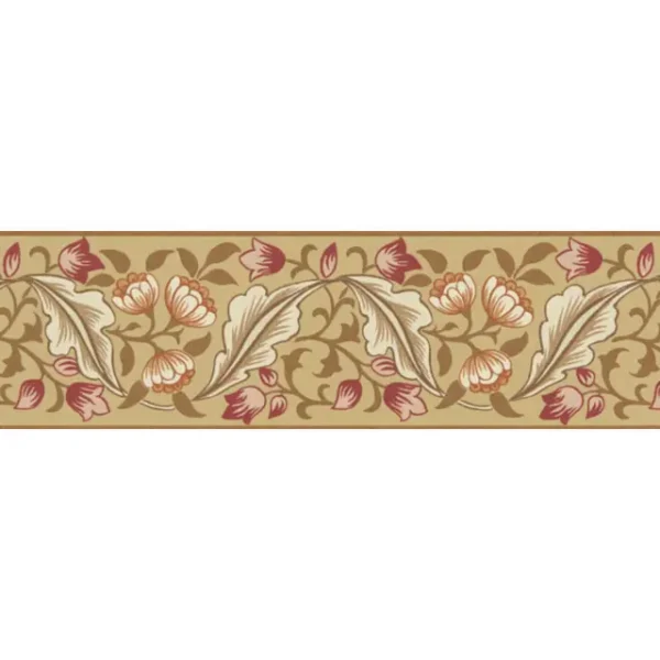 Bluebell & Peony Border, Gold/Madder - Morris & Co