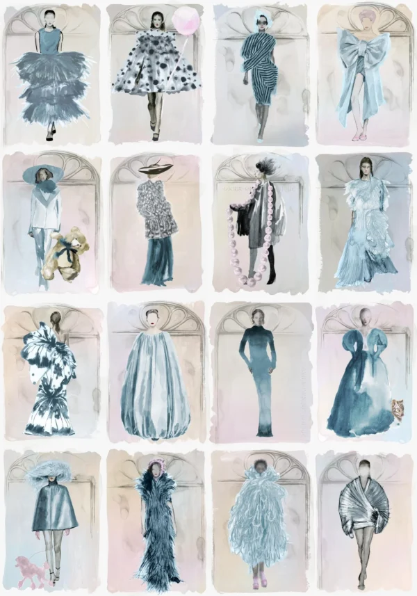 Couture Carousel Windows, China Blue Pearl - Cole & Son