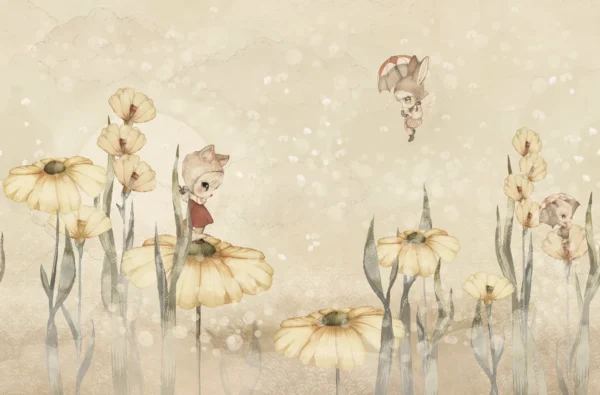 Bloomy Fields of Marion, Warm Yellow - Rebel Walls