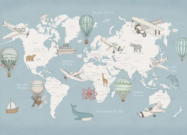Playful World, Light Blue - Rebel Walls